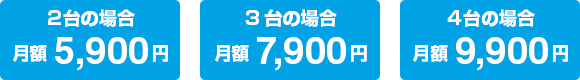 2台の場合、3台の場合、4台の場合